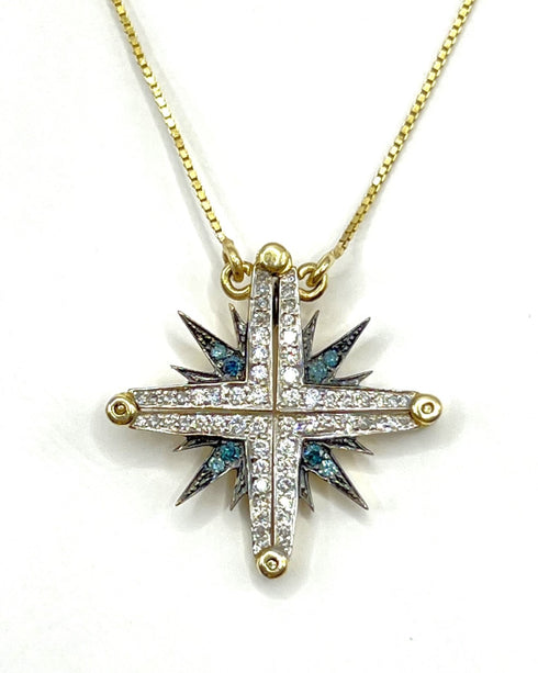 14K Gold & Black Diamond Star Of Bethlehem Opening Magnetic Necklace